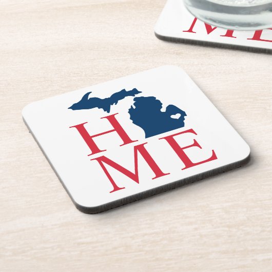Michigan Zuhause Red White Blue Custom City Herz Getränkeuntersetzer (Linke Seite)
