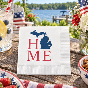 Michigan Zuhause Rot Weiß Blau Benutzerdefinierte Serviette