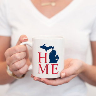 Michigan Zuhause Rot Weiß Blau State Herz Kaffeetasse