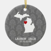 Michigan Zuhause Staat City Map - Custom Wedding Keramikornament (Vorne)