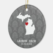 Michigan Zuhause Staat City Map - Custom Wedding Keramikornament (Links)