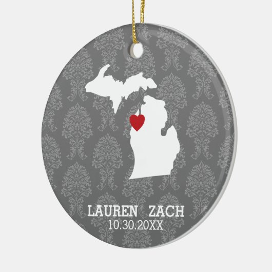 Michigan Zuhause Staat City Map - Custom Wedding Keramikornament (Links)