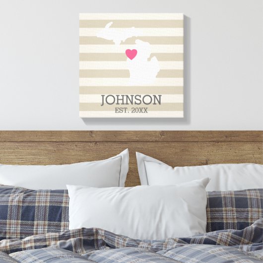 Michigan Zuhause Staat City Map - Custom Wedding Leinwanddruck (Insitu (Schlafzimmer))