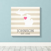 Michigan Zuhause Staat City Map - Custom Wedding Leinwanddruck (Insitu (Holzboden))