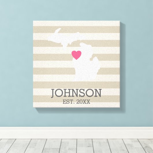 Michigan Zuhause Staat City Map - Custom Wedding Leinwanddruck (Insitu (Holzboden))
