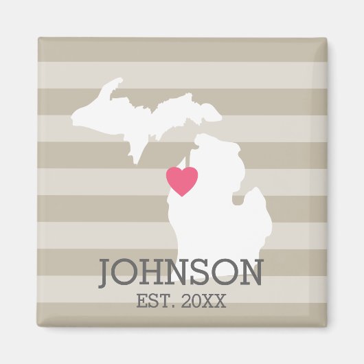 Michigan Zuhause Staat City Map - Custom Wedding Magnet (Vorne)