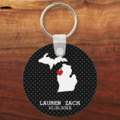 Michigan Zuhause Staat City Map - Custom Wedding Schlüsselanhänger (Vorderseite)