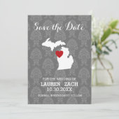 Michigan Zuhause Staat City Map Wedding Save the D Date (Stehend Vorderseite)