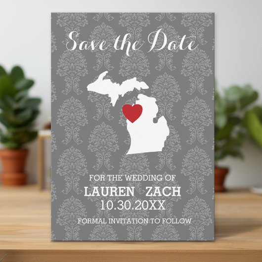Michigan Zuhause Staat City Map Wedding Save the D Date