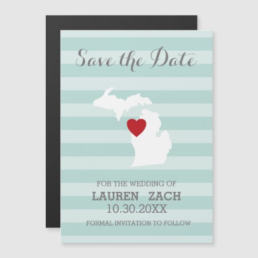 Michigan Zuhause Staat City Map Wedding Save the D Magneteinladung (Vorne/Hinten)