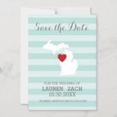 Michigan Zuhause Staat City Map Wedding Save the D Magneteinladung (Vorderseite)
