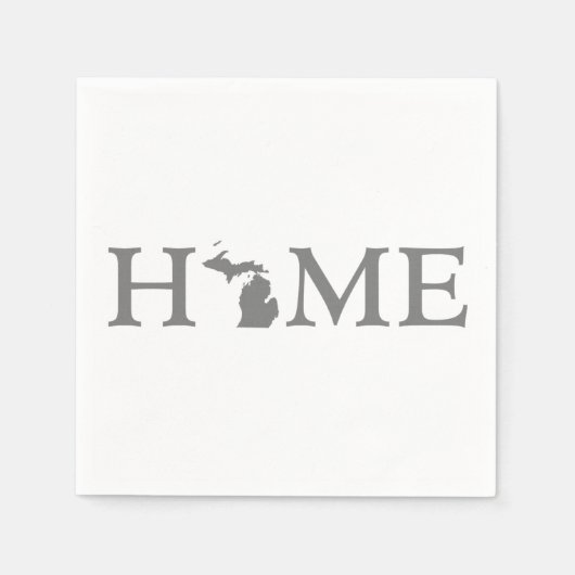 Michigan Zuhause Staat Grau Word Art Paper Party Serviette (Vorderseite)