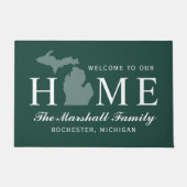 Michigan Zuhause Staat Green White Custom Willkomm Fußmatte (Vorderseite)