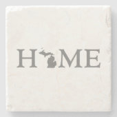 Michigan Zuhause Staat Map Shaped Letter Word Art Steinuntersetzer (Vorderseite)