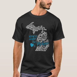 Michigan Zuhause Staat Mi Mandala Map USA T-Shirt
