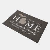 Michigan Zuhause Staat Taupe Gray Custom Willkomme Fußmatte (Schrägansicht)