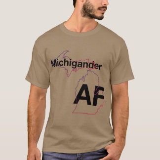 Michigander AF Minimalist Michigan State Umriss O T-Shirt