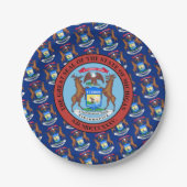 Michigander-Flagge & Siegel, Michigan Pappteller (Vorderseite)