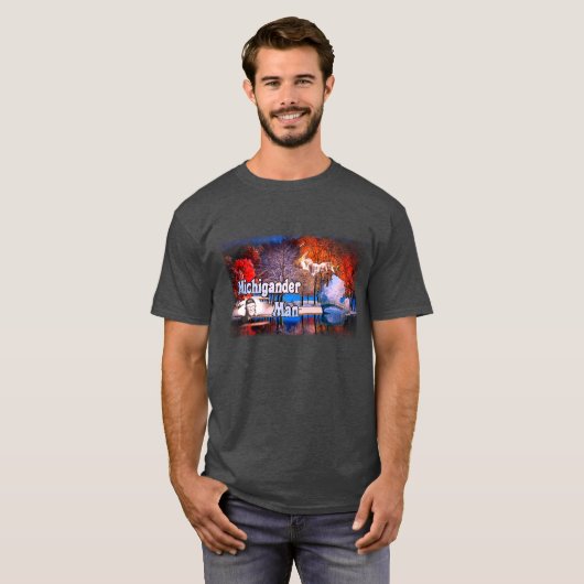 Michigander Mann-Fall-Schnee T-Shirt (Vorne ganz)