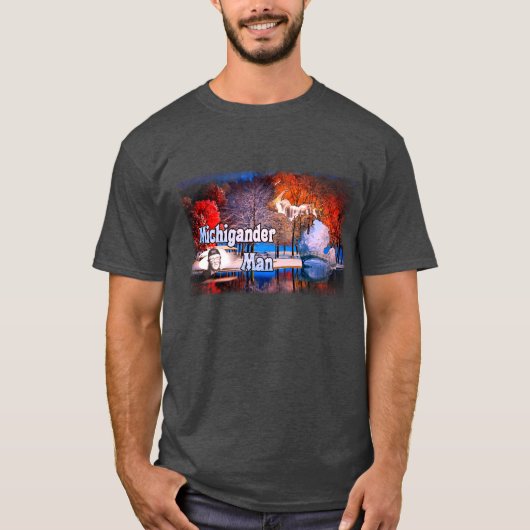 Michigander Mann-Fall-Schnee T-Shirt (Vorderseite)