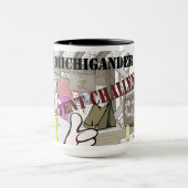 Michigander Mann-Welpen-Zelt-Herausforderung!!! Tasse (Zentrum)