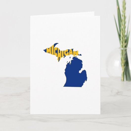 Michigannamenswort-Kunst-Gelb-großer Gruß Karte (Vorderseite)