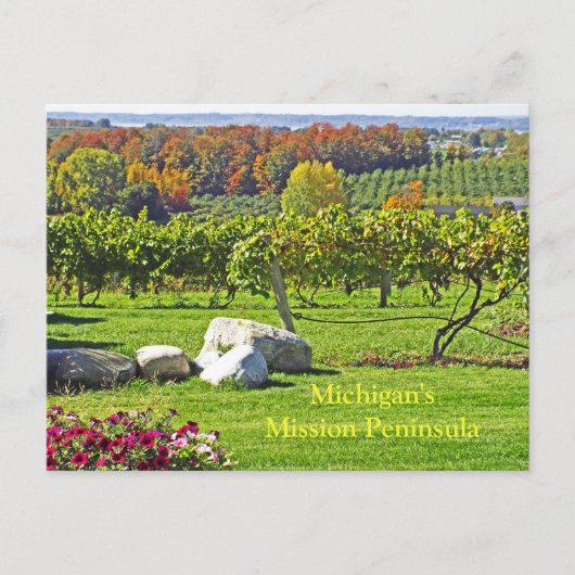 MICHIGANS ALTE MISSIONSPENINSULA IN FALL POSTKARTE (Vorderseite)