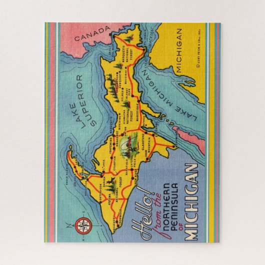 Michigan's Northern Peninsula Karte Puzzle (Vertikal)