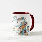Michigan's Paw Prints Coffee Tasse (VorderseiteRechts)
