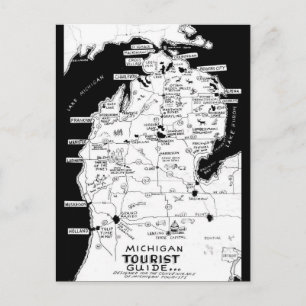 Michigans Touristenkarte Postkarte
