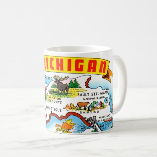 Michigan's Upper Peninsula Karte Kaffeetasse (VorderseiteRechts)