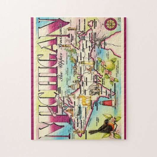 Michigan's Upper Peninsula Karte Puzzle (Vertikal)