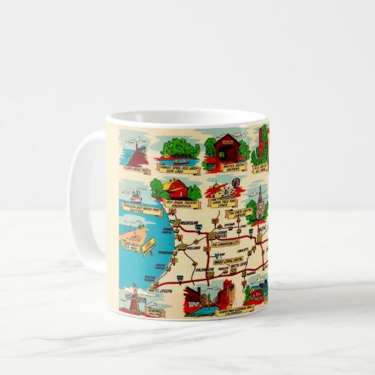 Michigan's Water Wonderland Map Kaffeetasse (Vorderseite Links)