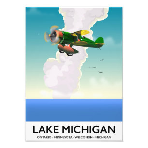 Michigansee Flugreiseplakat Fotodruck