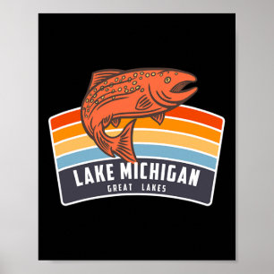 Michigansee Great Lakes Lachsangeln Poster