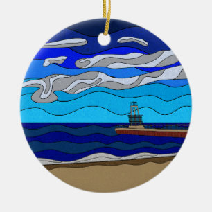 Michigansee - Keramik-Ornament (Kreis) Keramik Ornament