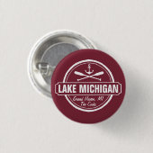 Michigansee, kundenspezifische Stadt, Name, Anker, Button (Vorne & Hinten)