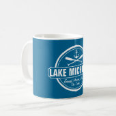 Michigansee, kundenspezifische Stadt, Name, Anker, Kaffeetasse (Vorderseite Links)