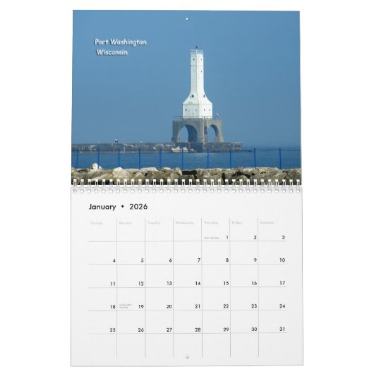 Michigansee-Leuchttürme Kalender (Jan 2026)