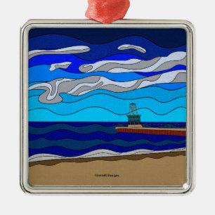 Michigansee - Premium-Ornament (quadratisch) Ornament Aus Metall