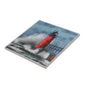 Michigansee-Wellen und Leuchtturm Fliese (Seite)