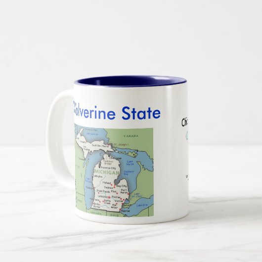 Michigansymbole u. -karte zweifarbige tasse (Vorderseite Links)