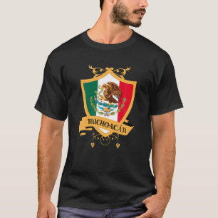 Michoacan Mexico Gold Wappen, mexikanische Flagge T-Shirt