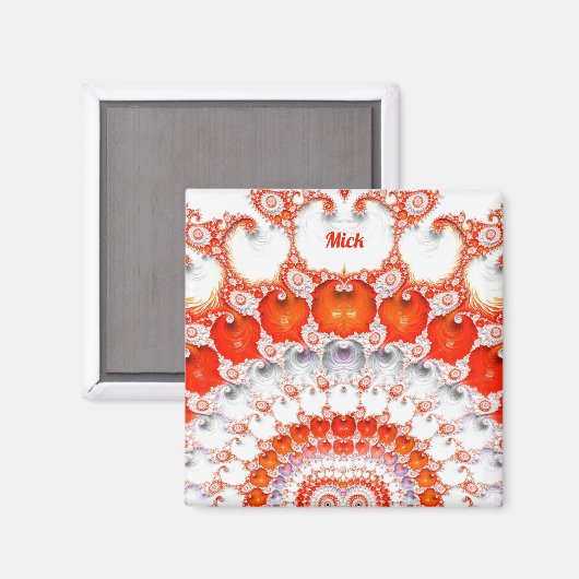 MICK ~ Abstraktes Muster ~ Red Orange White~ Magnet (Vorderseite/Rückseite)