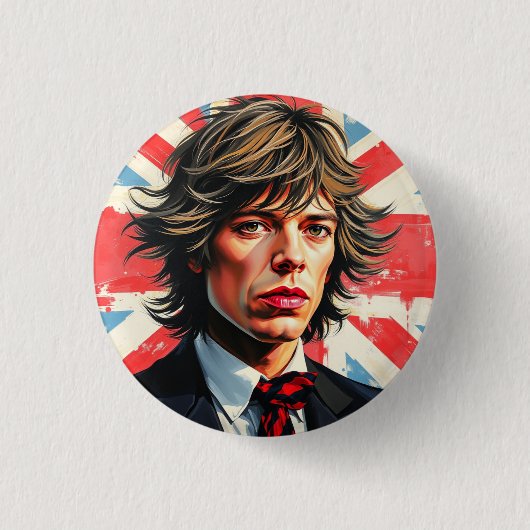 Mick Jagger Rolling Stones vor einer Gewerkschaft Button (Vorderseite)