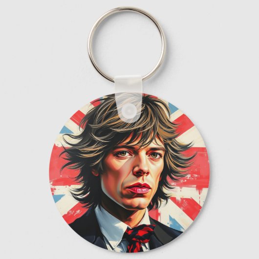 Mick Jagger Rolling Stones vor einer Gewerkschaft Schlüsselanhänger (Rückseite)