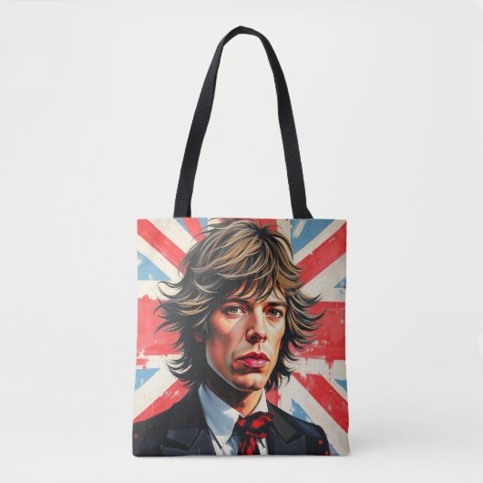 Mick Jagger Rolling Stones vor einer Gewerkschaft Tasche (Vorderseite)