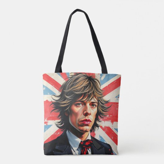 Mick Jagger Rolling Stones vor einer Gewerkschaft Tasche (Rückseite)