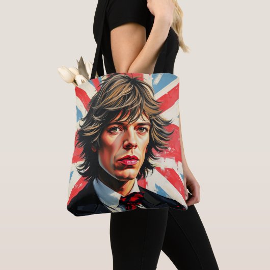 Mick Jagger Rolling Stones vor einer Gewerkschaft Tasche (Von Nahem)