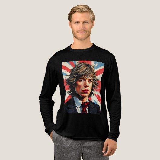 Mick Jagger Rolling Stones vor einer Gewerkschaft Tri-Blend Shirt (Volle Vorderseite)